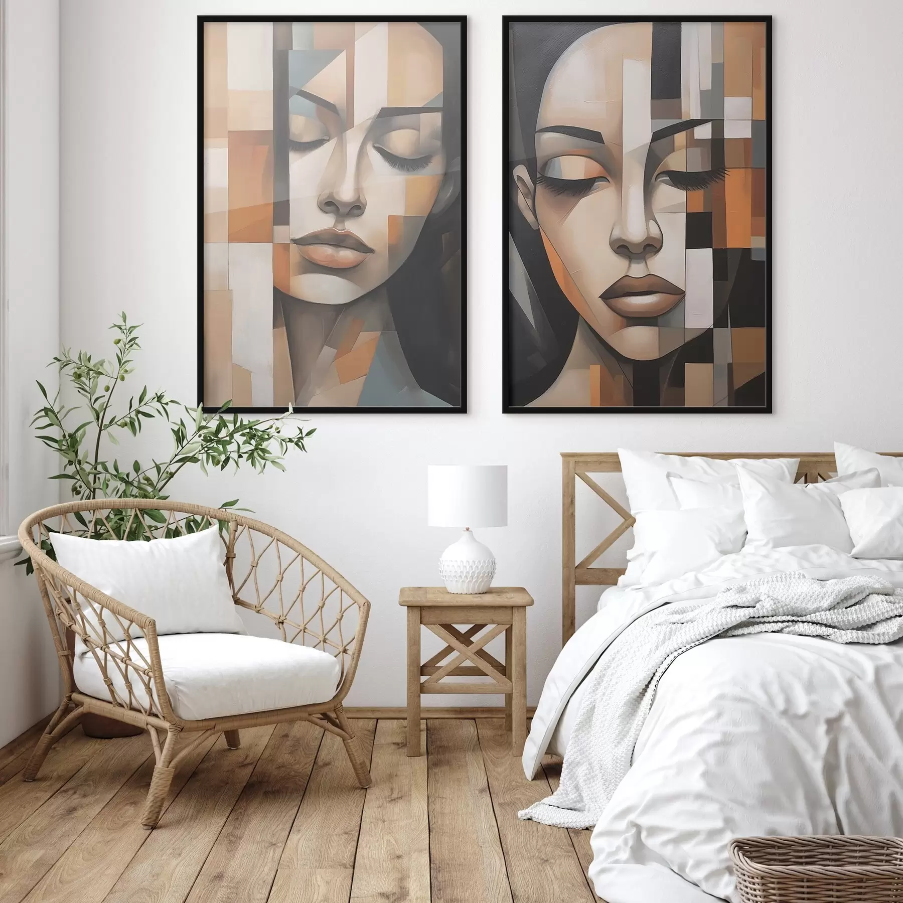 Fototapete Kubistisches Porträt einer Frau d01023