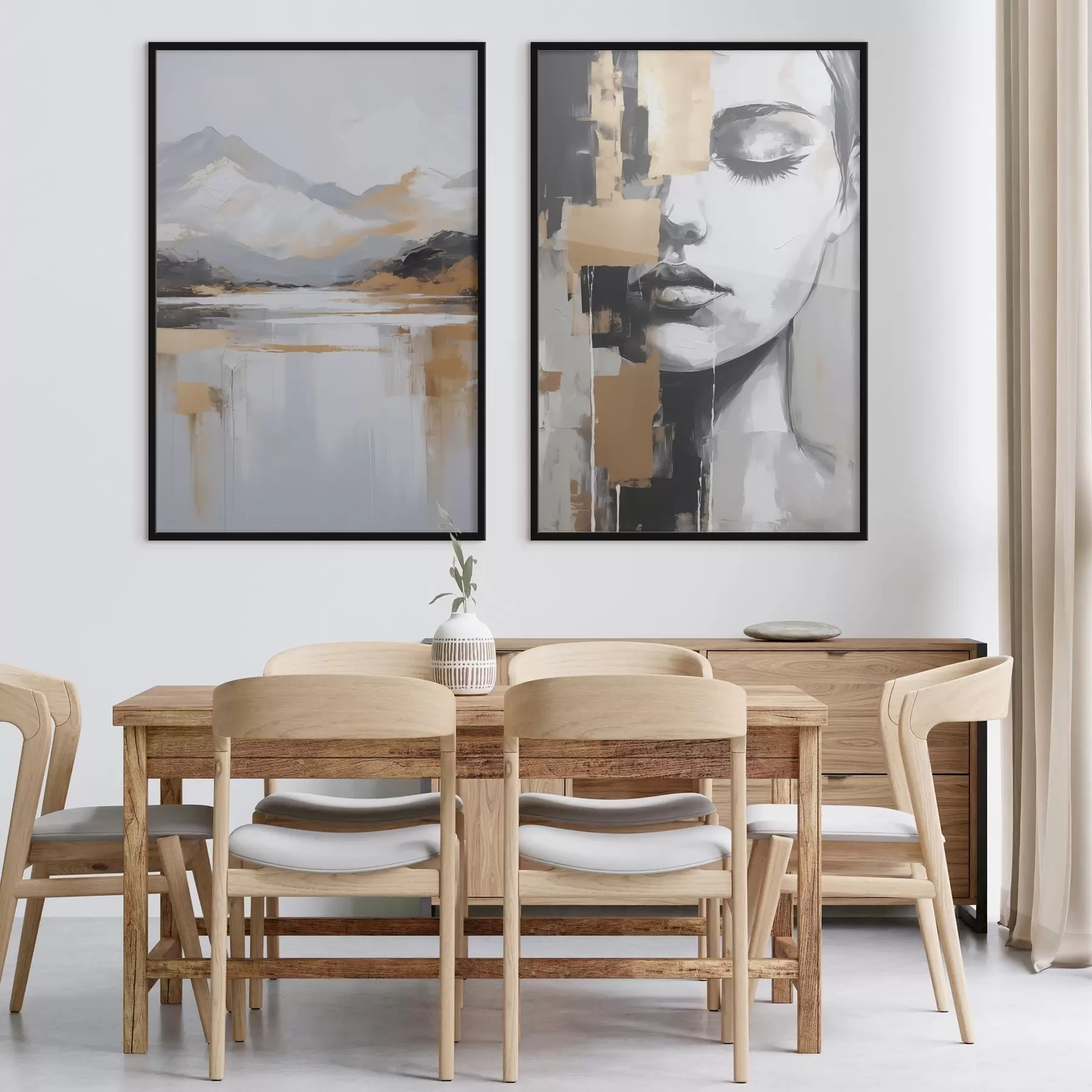 Fototapete Abstrakte Berglandschaft und Porträt d01058