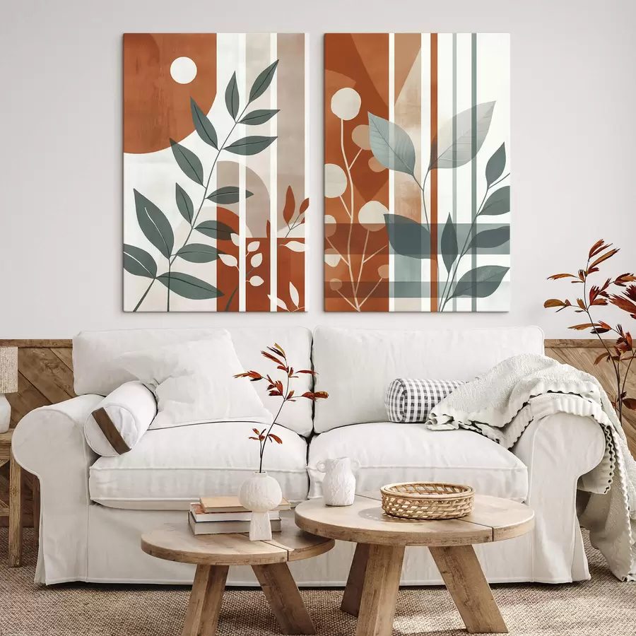 Wandbilder Abstraktion mit Zweigen und Blättern m01074