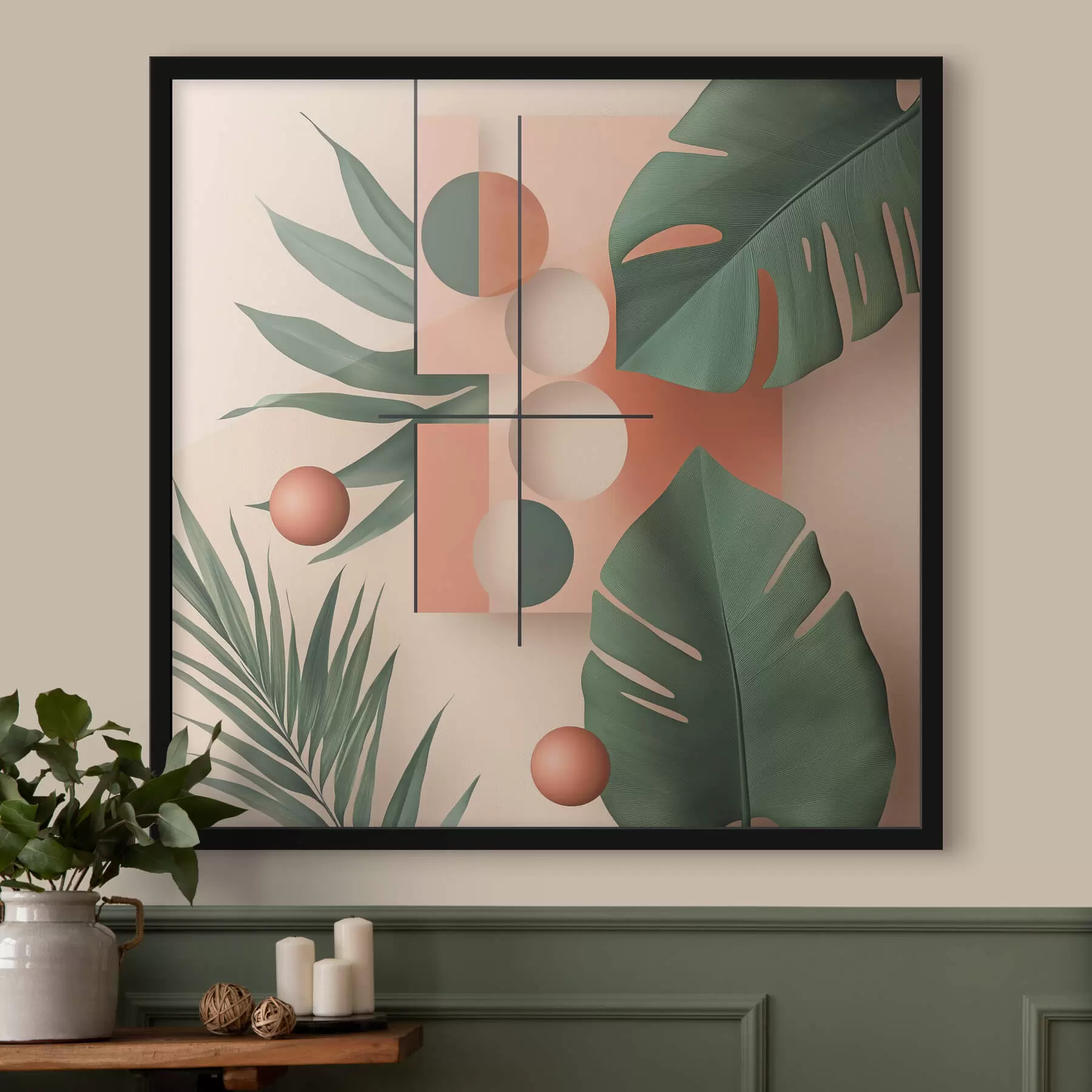 Fototapete Abstraktion mit großen tropischen Blättern f47099