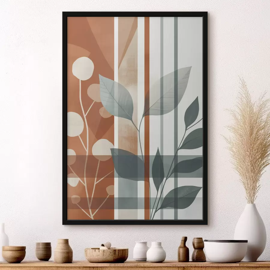 Fototapete Abstraktion mit Zweigen und Blättern f47248