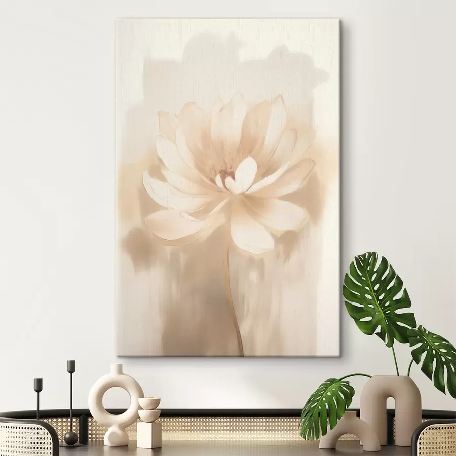 Wandbilder Lotus mit zarten Schatten und einem unscharfen Hintergrund im Stil eines künstlerischen Posters s46937