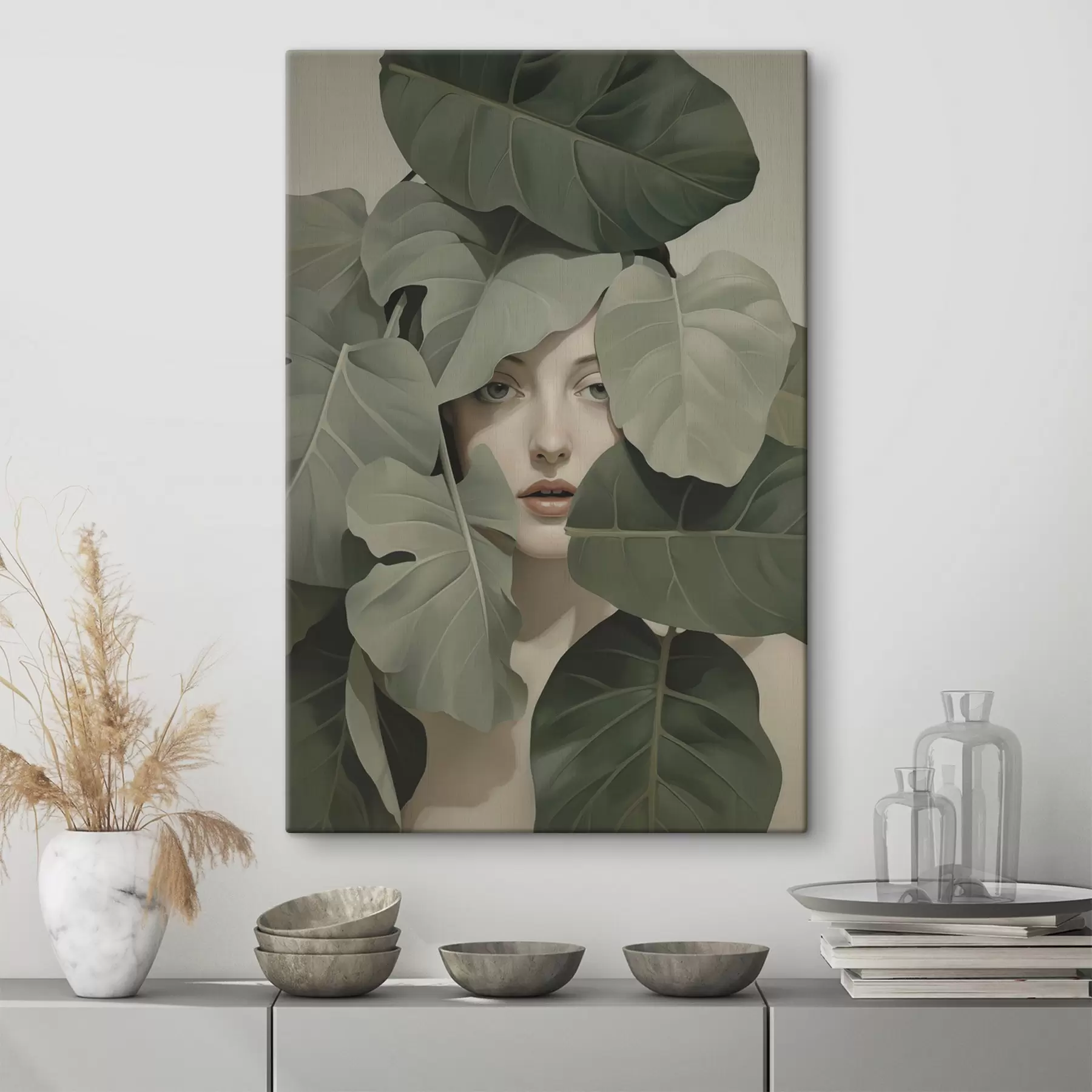 Wandbilder Porträt eines Mädchens im Laub s47331