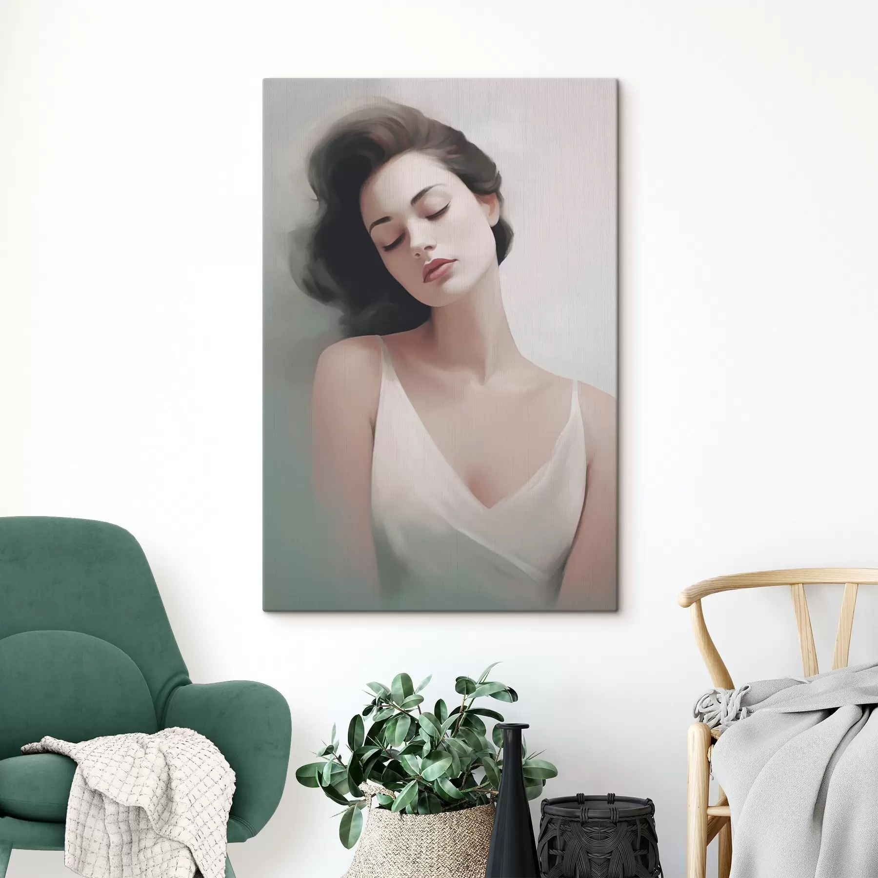 Wandbilder Porträt eines Mädchens mit geschlossenen Augen s47342