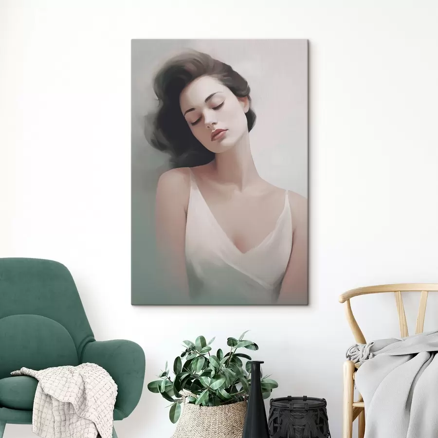 Wandbilder Porträt eines Mädchens mit geschlossenen Augen s47342