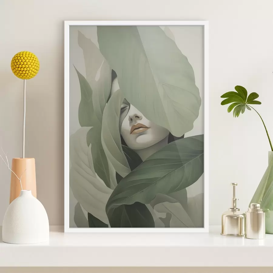 Fototapete Surreales Porträt eines Mädchens im Laub f47332