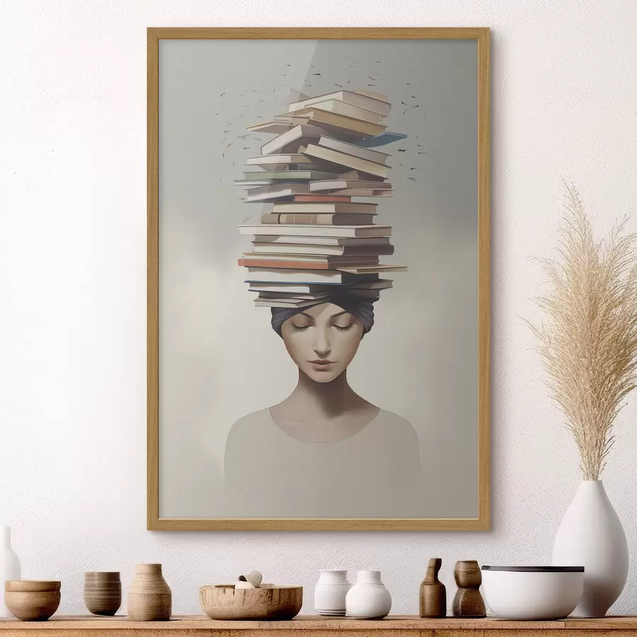 Fototapete Porträt eines Mädchens mit Büchern f47333