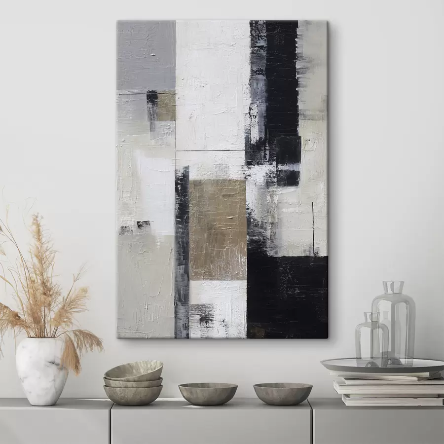 Wandbilder zeitgenössische Abstraktion in kontrastierenden Farben s47133