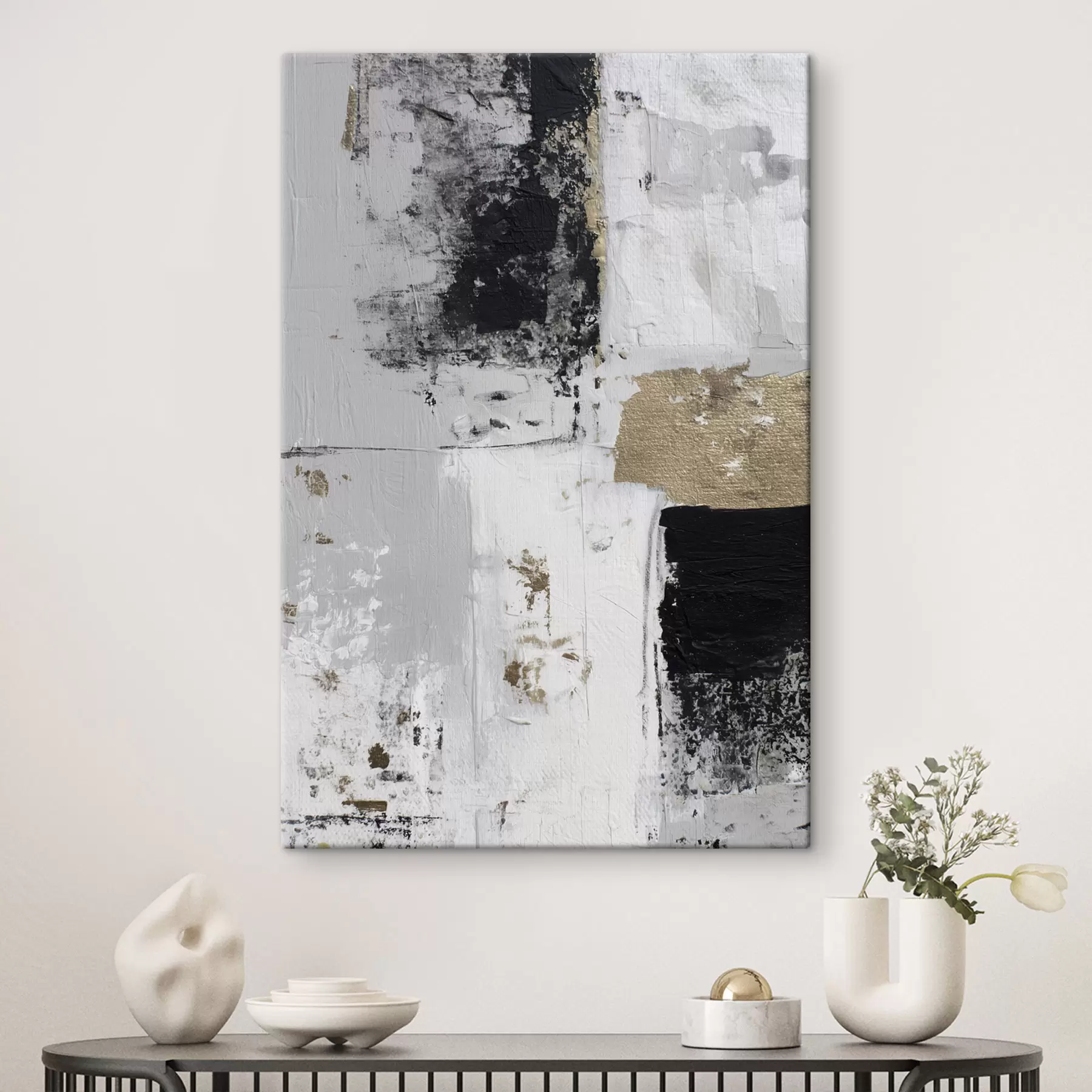 Wandbilder zeitgenössische Abstraktion in kontrastierenden Farben s47134