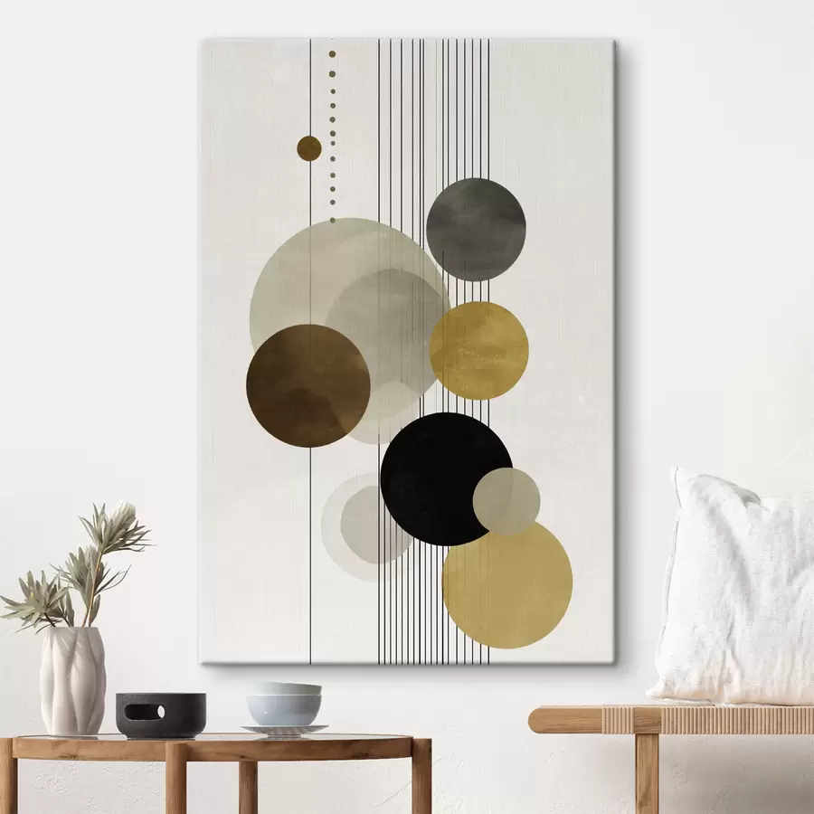 Wandbilder Abstraktion mit Kreisen und Linien in warmen Farben s47237