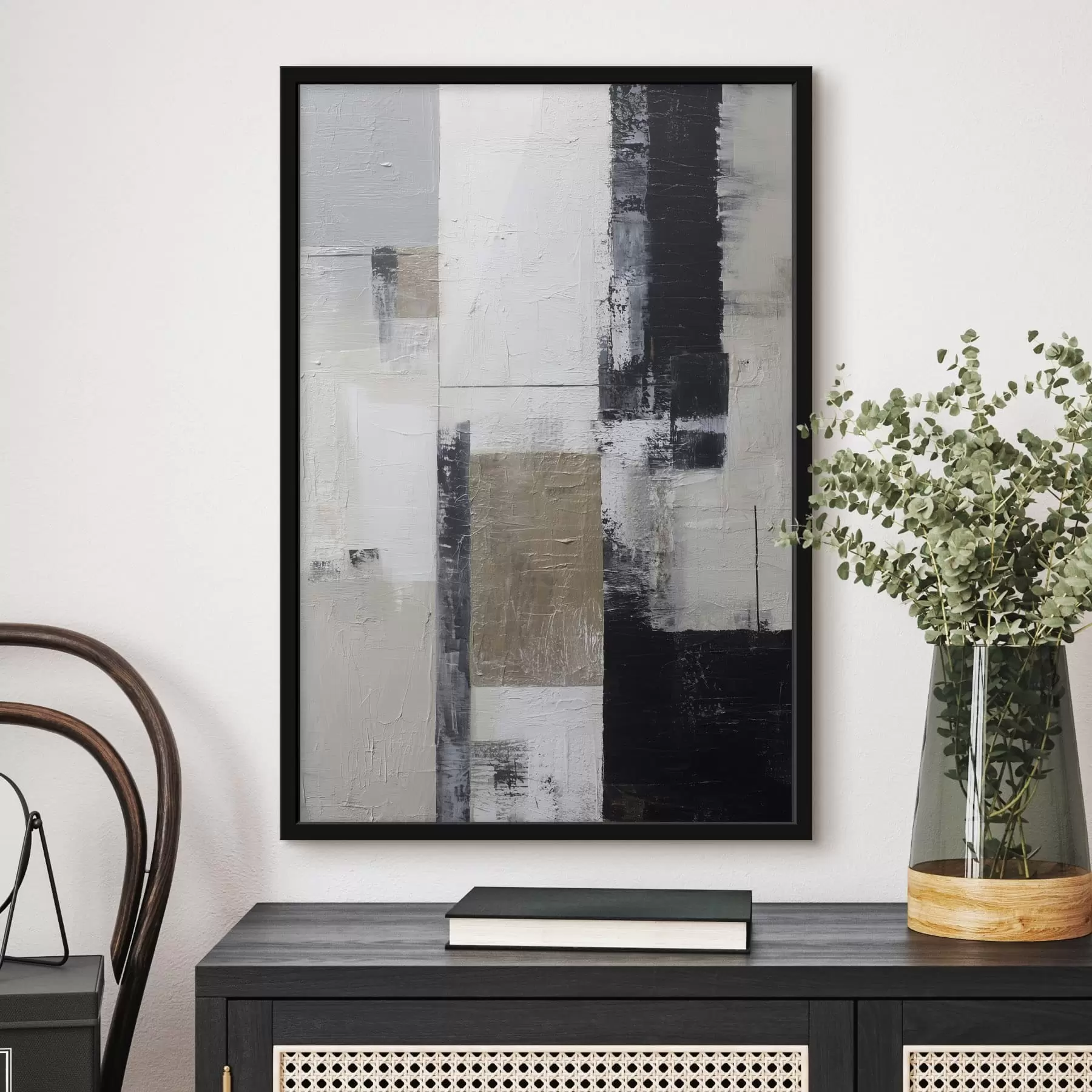 Fototapete zeitgenössische Abstraktion in kontrastierenden Farben f47133