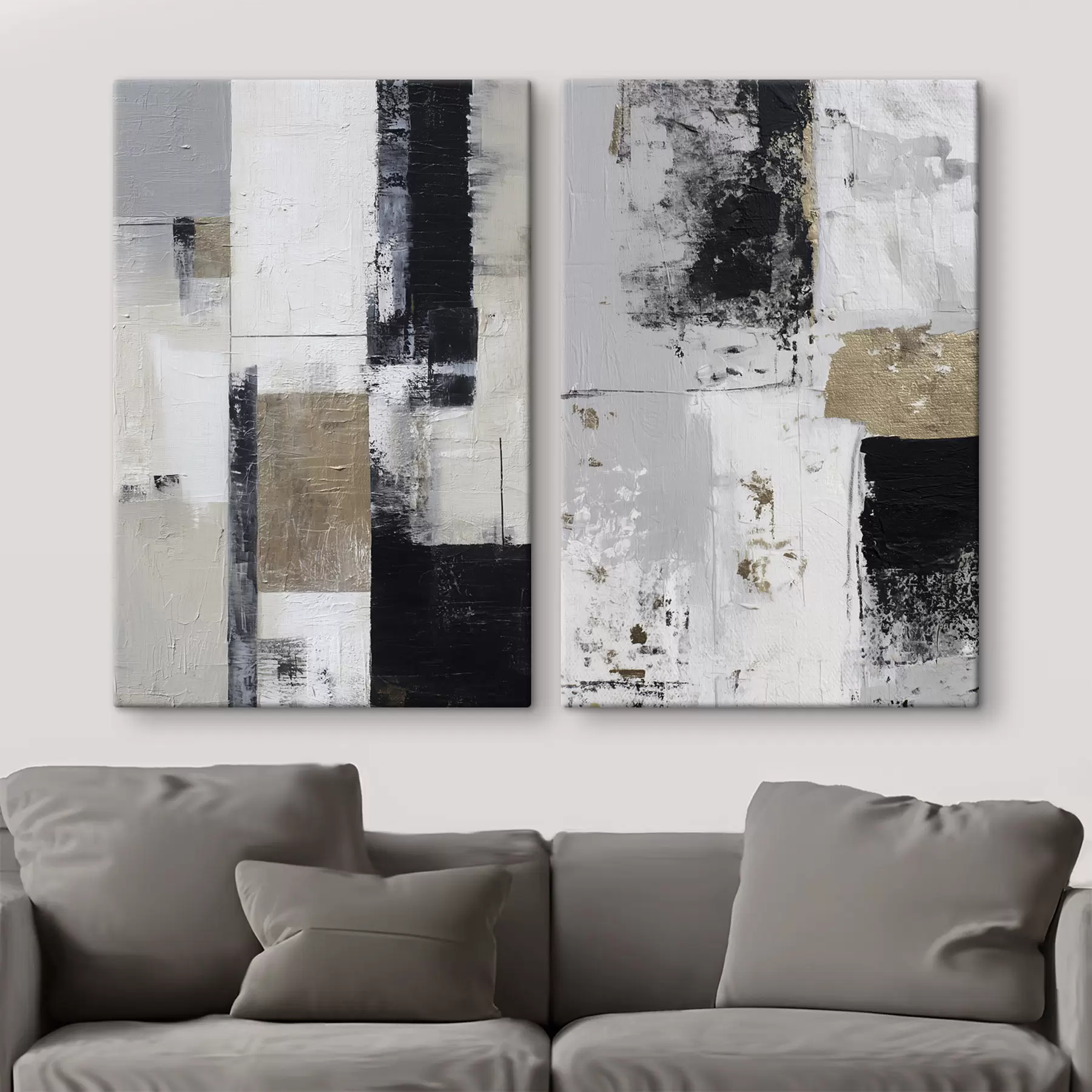 Wandbilder zeitgenössische Abstraktion in kontrastierenden Farben m01176