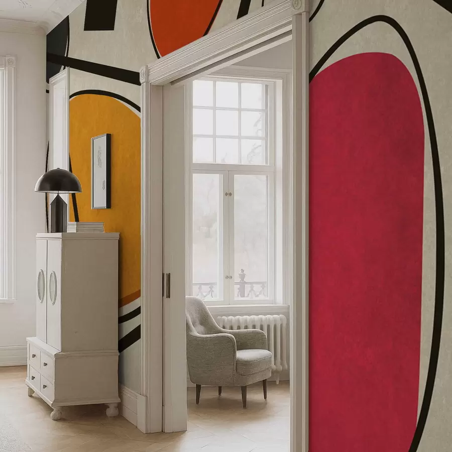 Fototapete Abstrakte Formen und Linien mit kräftigen Farbfeldern w05017