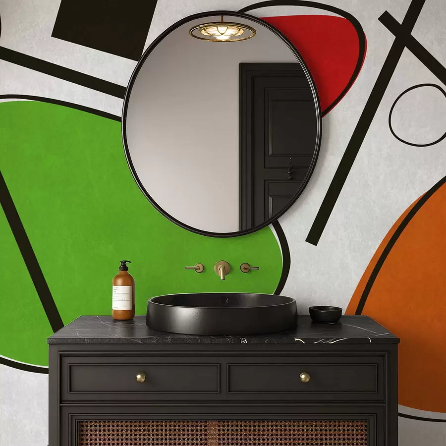 Fototapete Abstrakte geometrische Formen mit Linien und kräftigen Farbfeldern w05017v1