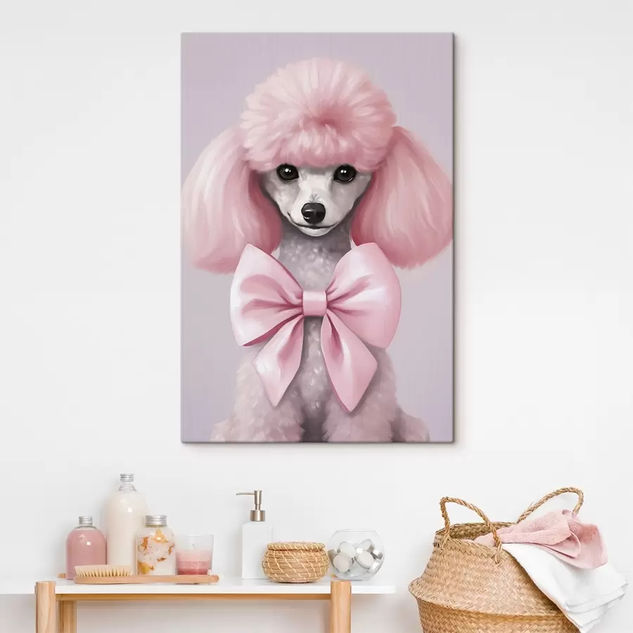 Wandbilder Pudel mit Schleife s47412