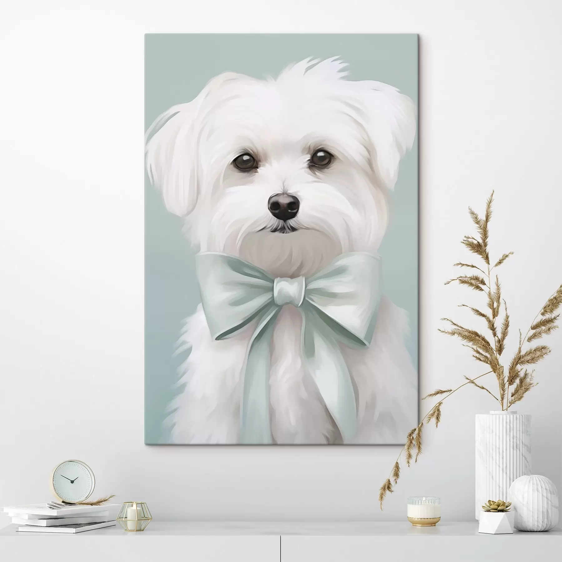 Wandbilder Kleiner Hund mit Schleife s47413