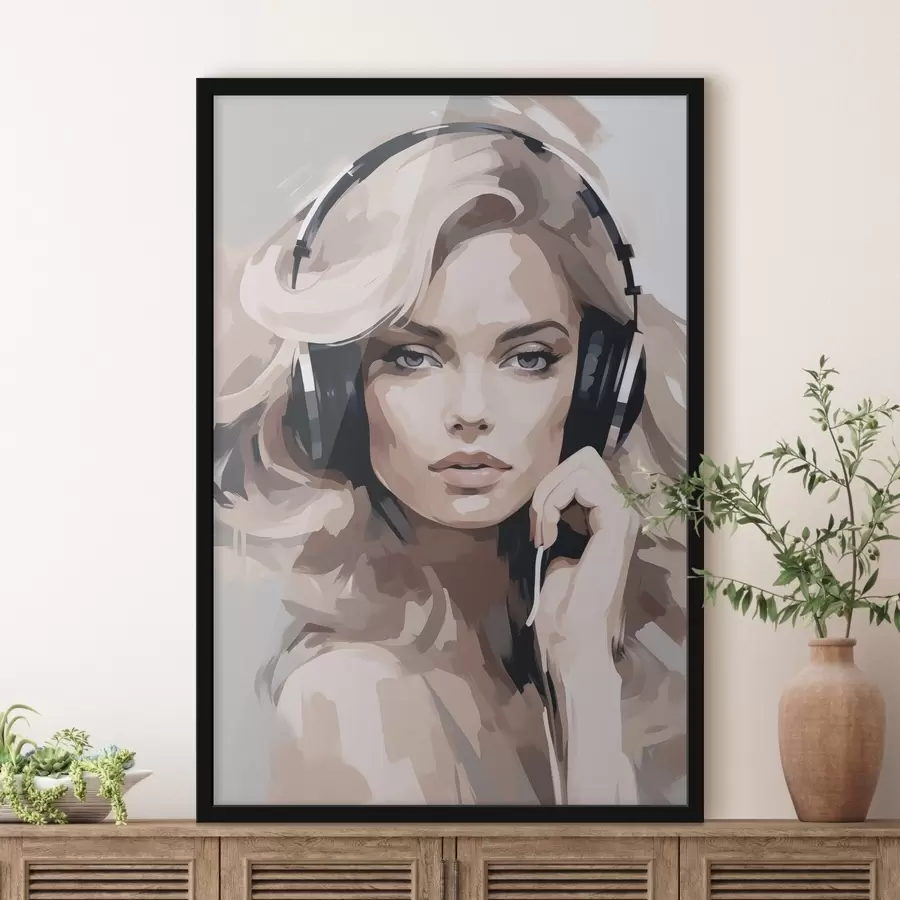 Fototapete Porträt eines Mädchens mit Kopfhörern f47410