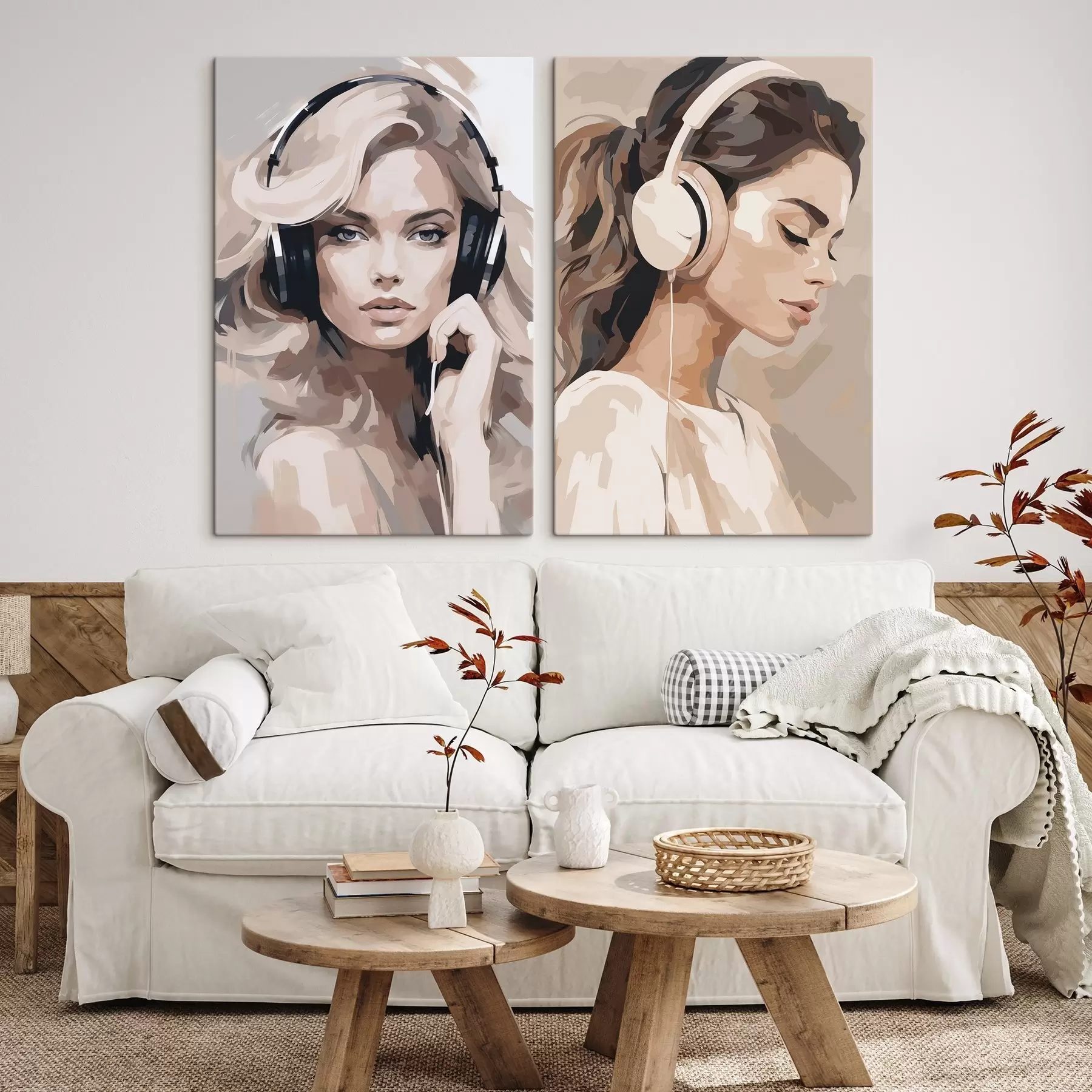 Wandbilder Porträt eines Mädchens mit Kopfhörern m01192