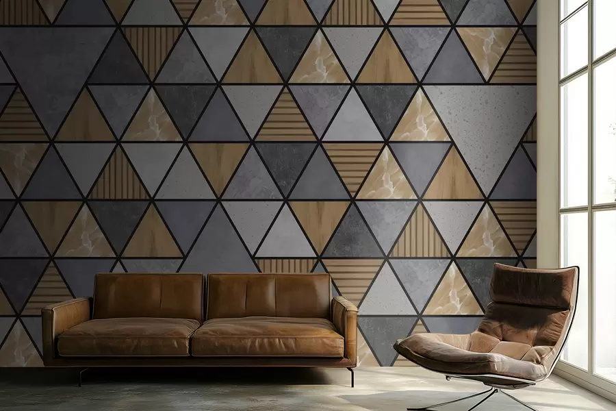 Fototapete Dreieckiges Ornament in neutralen und warmen Farben w05096v1