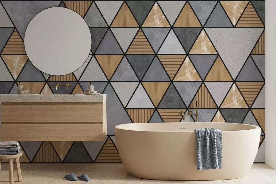 Fototapete Dreieckiges Ornament in neutralen und warmen Farben w05096v1