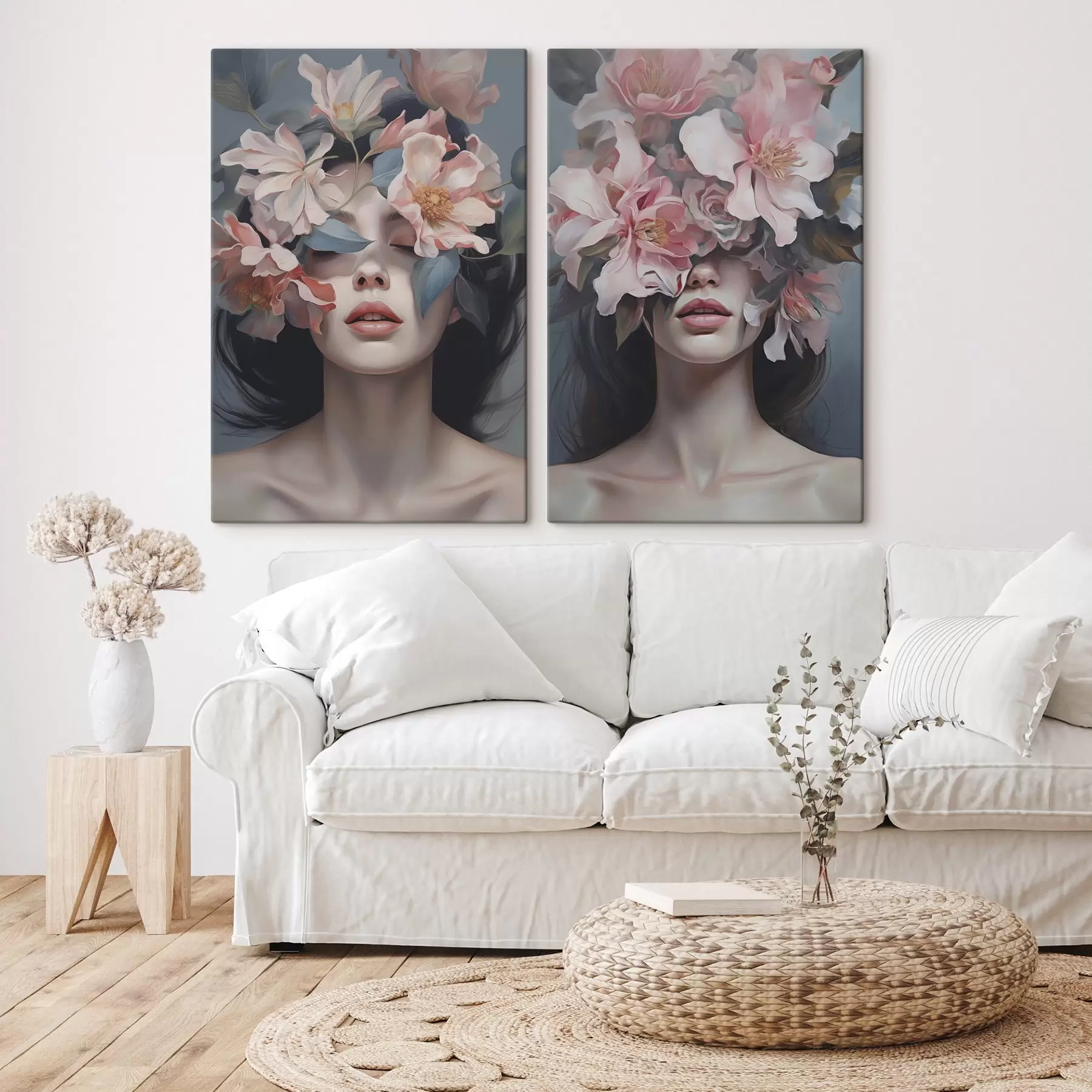 Wandbilder Abstraktes Frauenporträt mit Blumen m01221