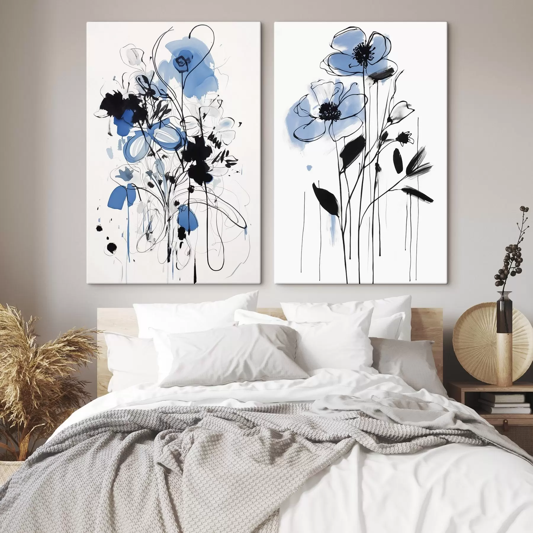 Wandbilder Abstraktion mit Flecken und Blumen m01222