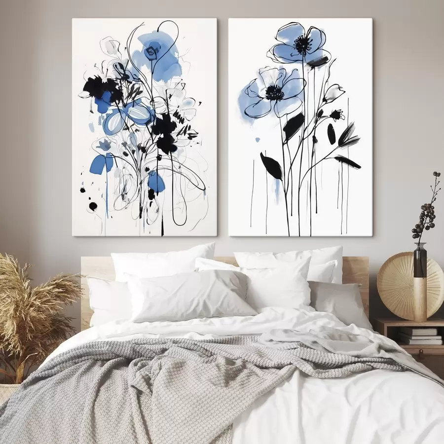 Wandbilder Abstraktion mit Flecken und Blumen m01222