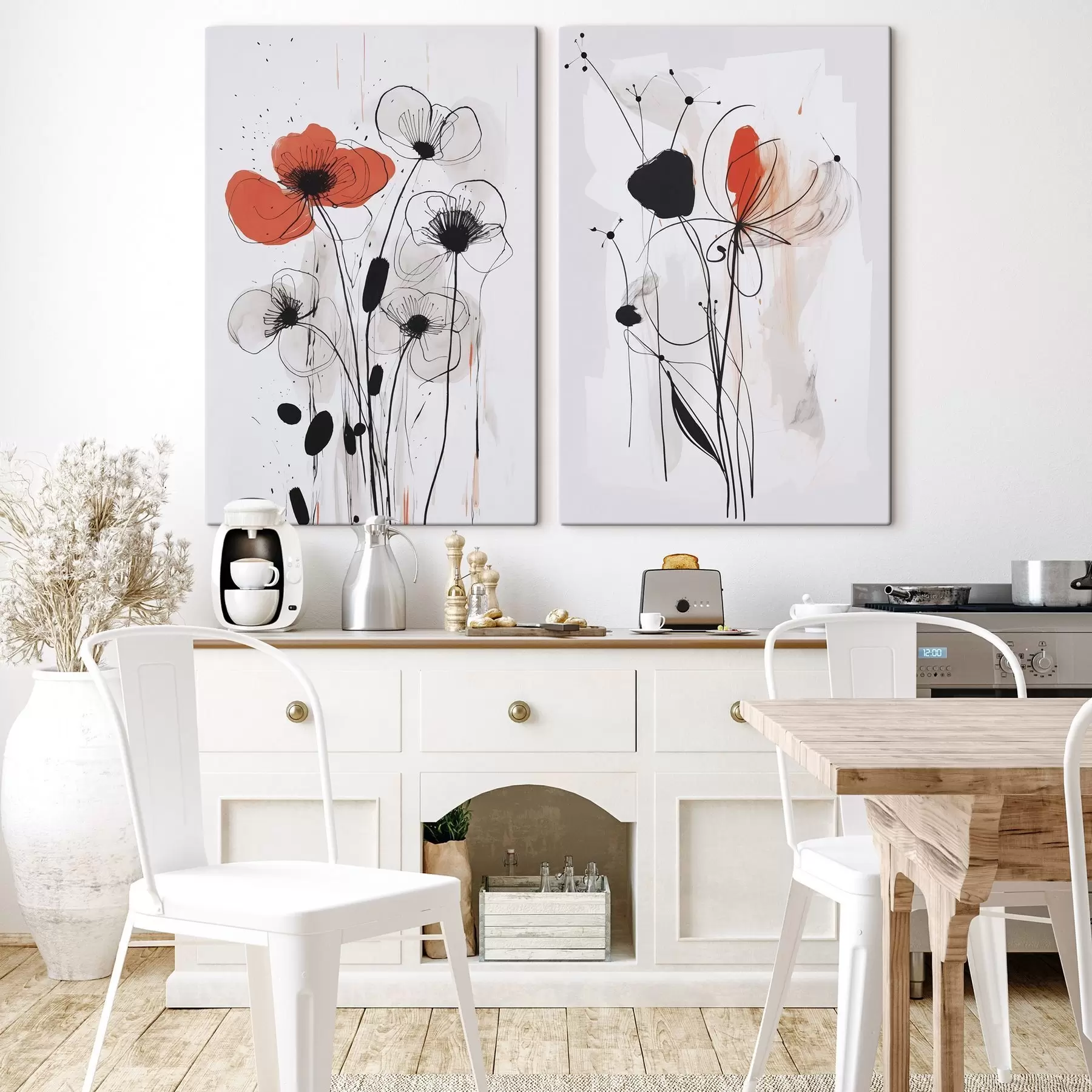 Wandbilder Abstrakte Blumenimitation einer Zeichnung m01227