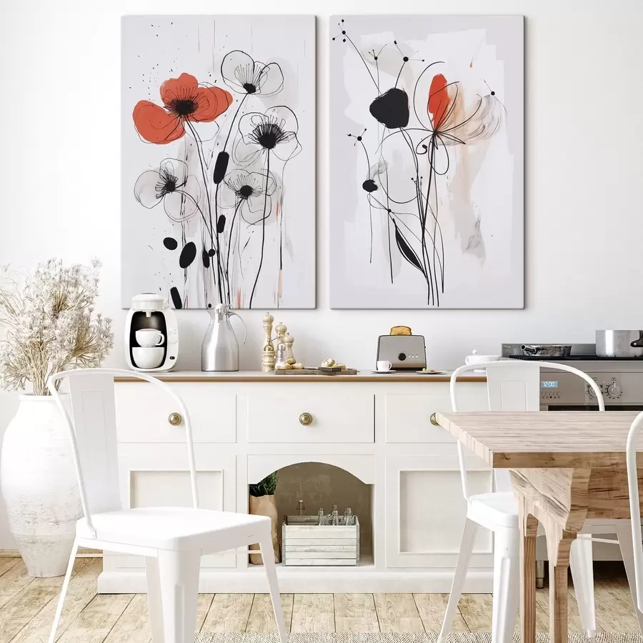 Wandbilder Abstrakte Blumenimitation einer Zeichnung m01227