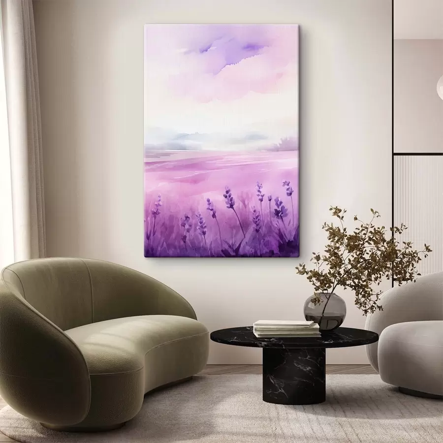 Wandbilder Lavendelfeld, Aquarellimitation s47109
