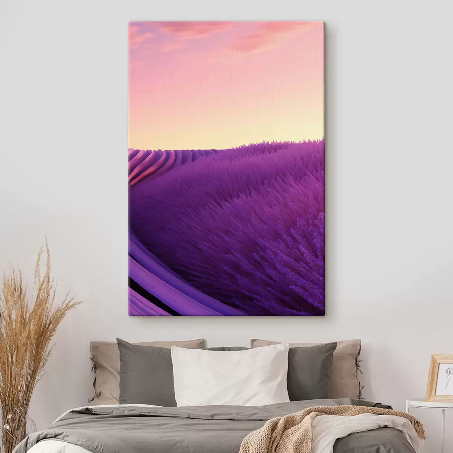 Wandbilder Lavendelfeld vor dem Sonnenuntergang s47111