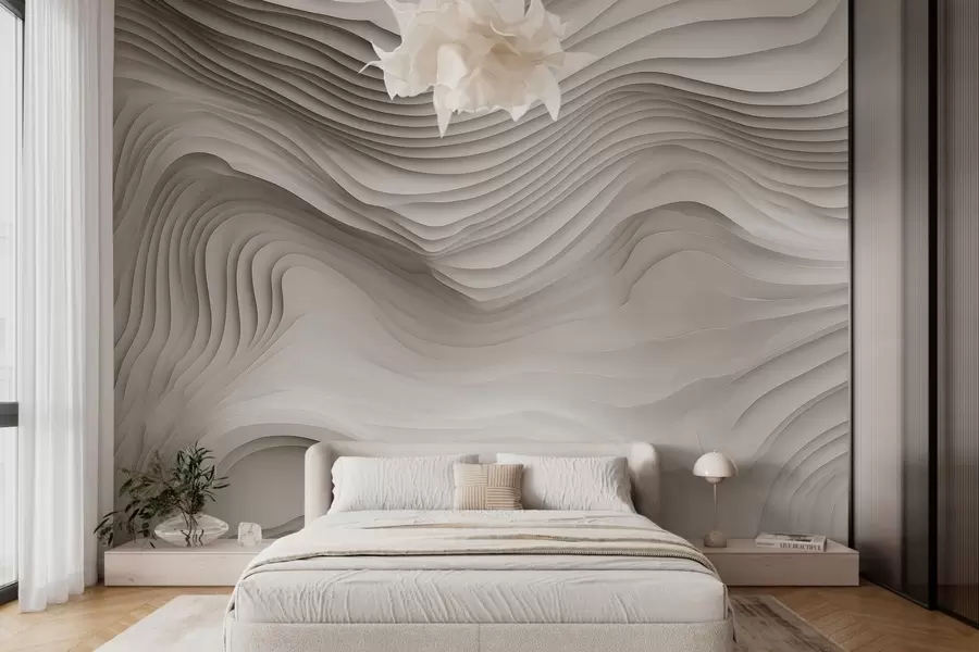 Fototapete Imitation voluminöser, abgestufter Reliefs in Beigetönen w05061v1