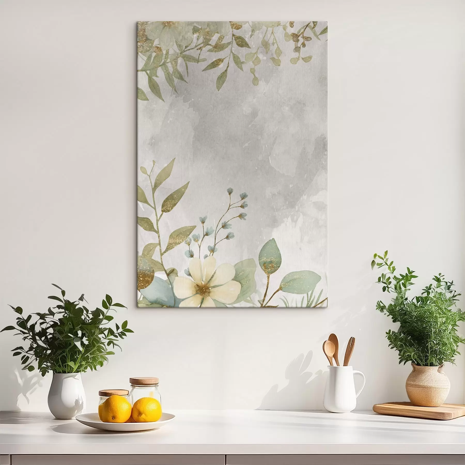 Wandbilder Zarte Pflanzen auf hellem Hintergrund s46893