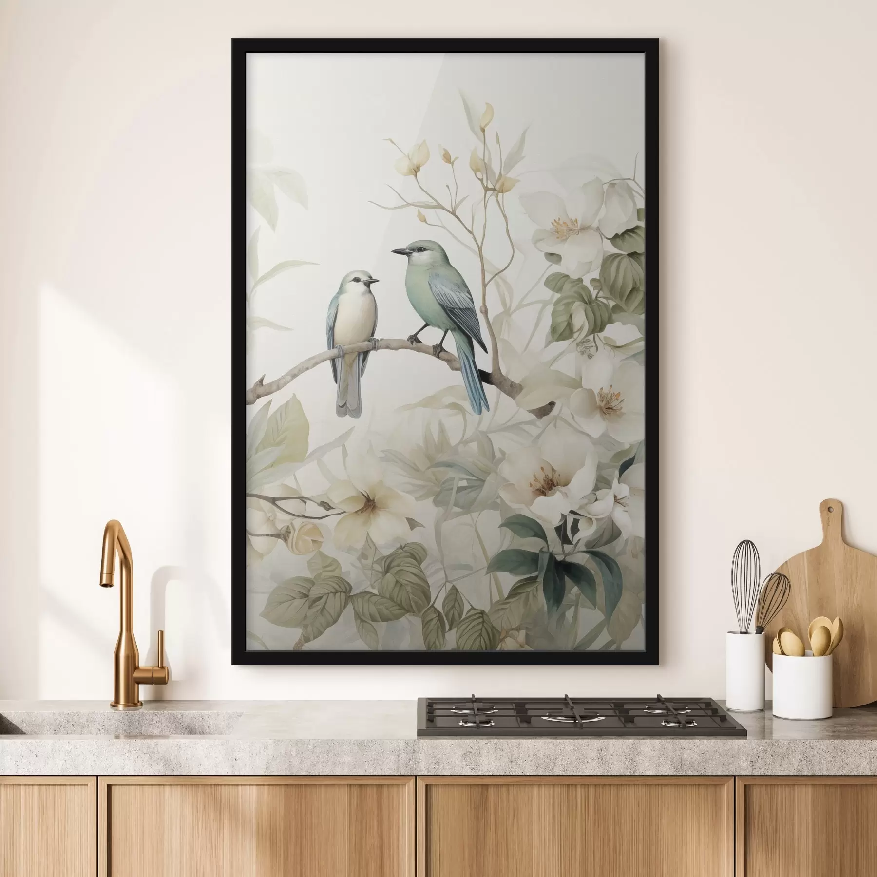 Fototapete Zwei Vögel auf Jasminzweigen f46896