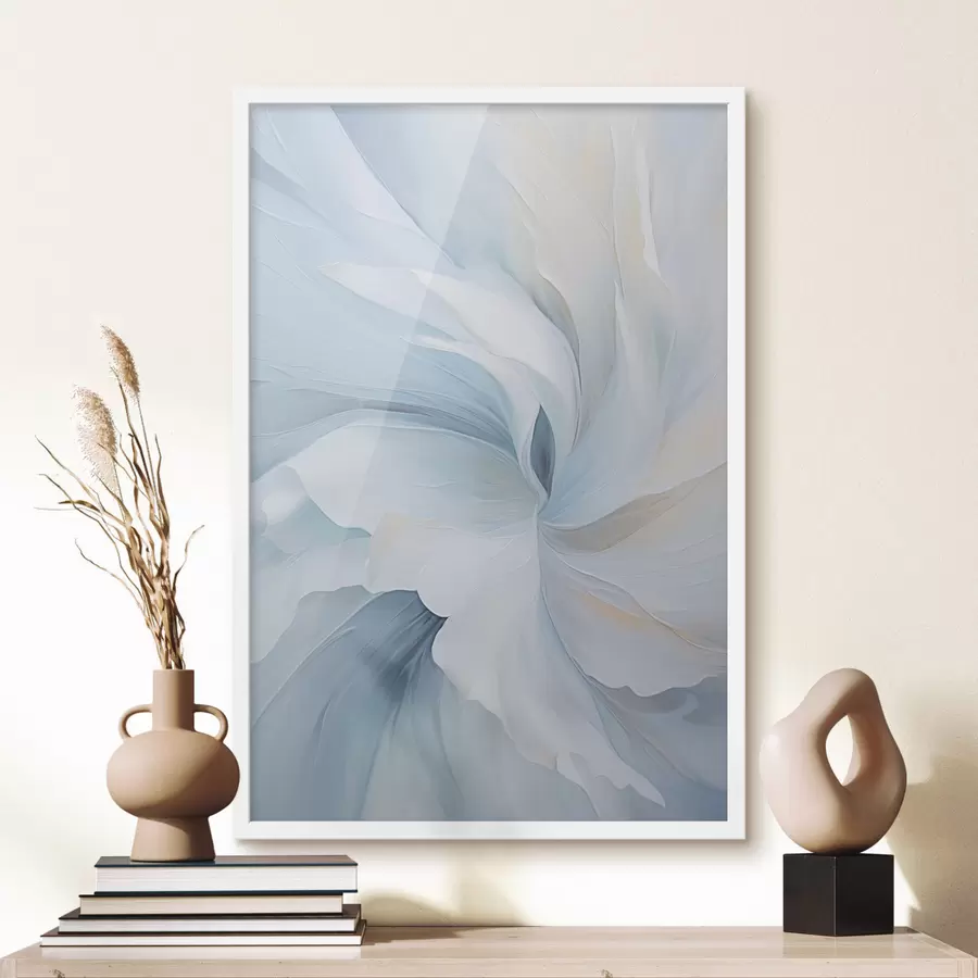 Fototapete Abstrakte, zarte, durchscheinende Blütenblätter, die sich bei sanfter Beleuchtung und einer malerischen Textur nach innen drehen. f47437