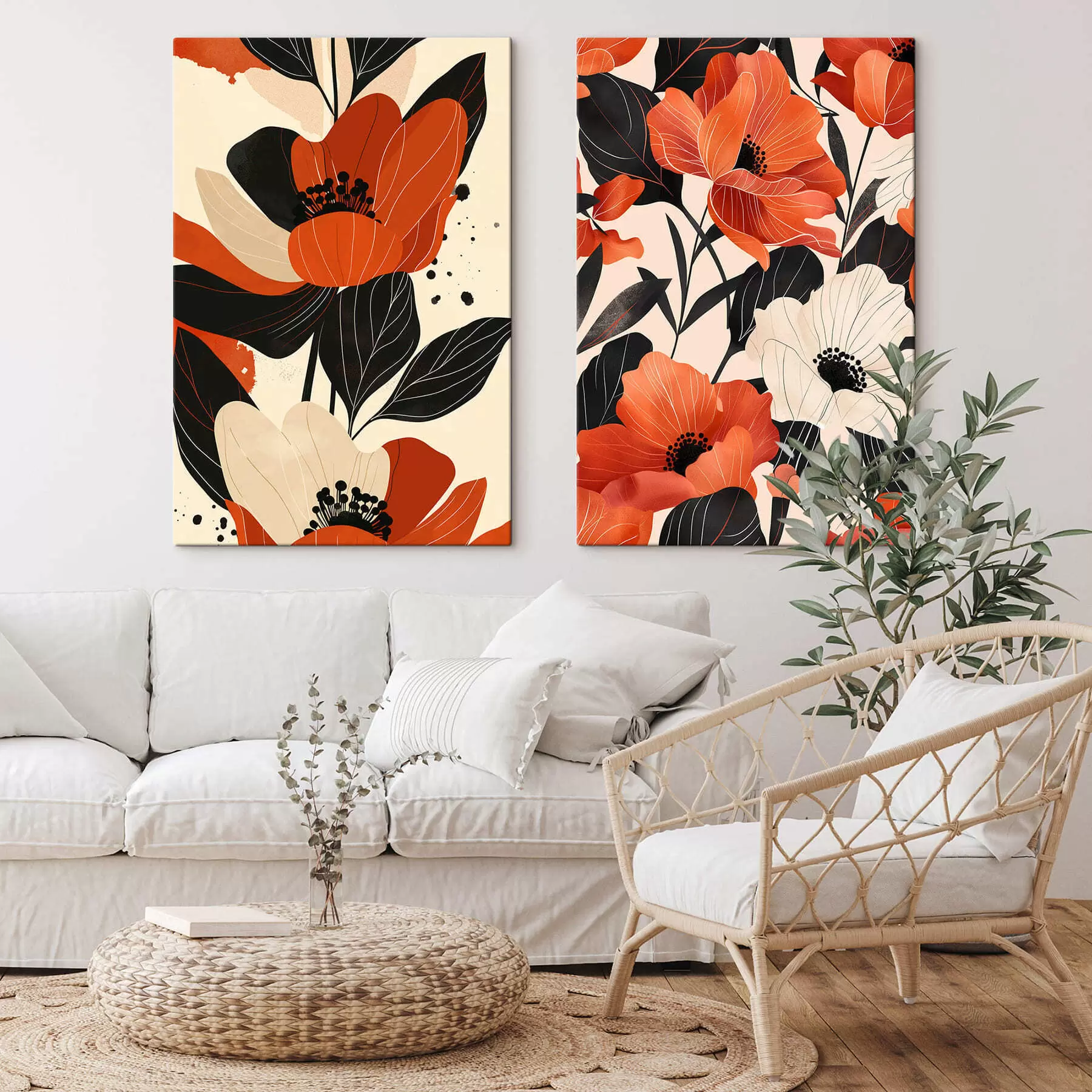 Wandbilder Blumenarrangement in warmen Farbtönen m01228