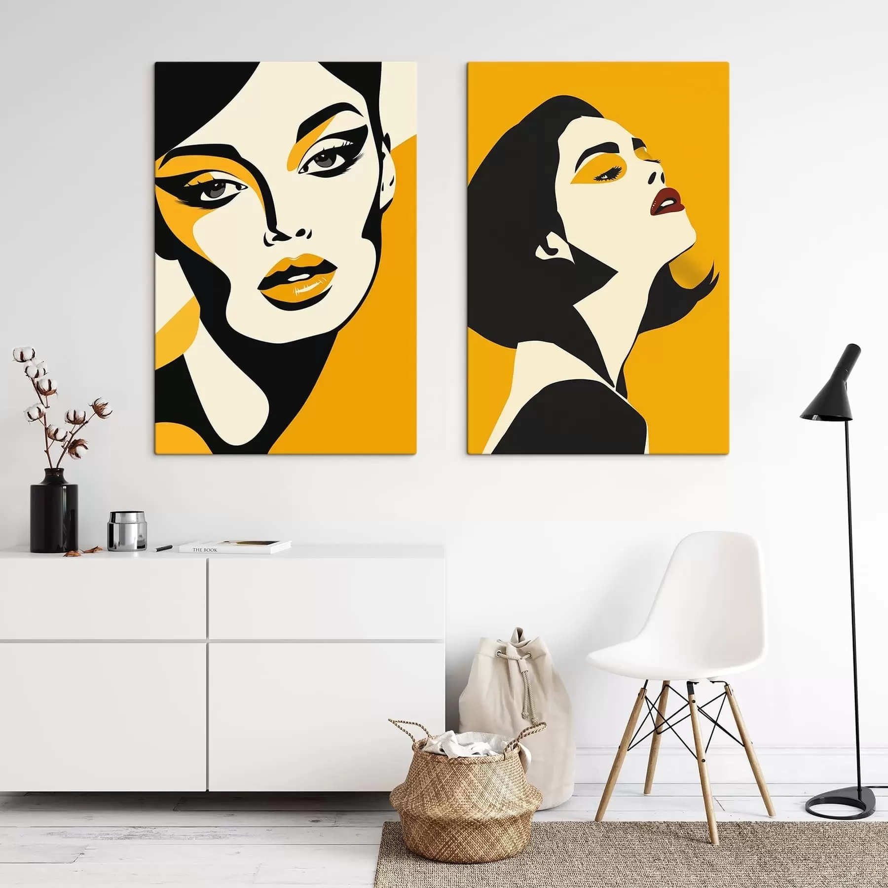 Wandbilder Frauenporträt in Gelbtönen m01229