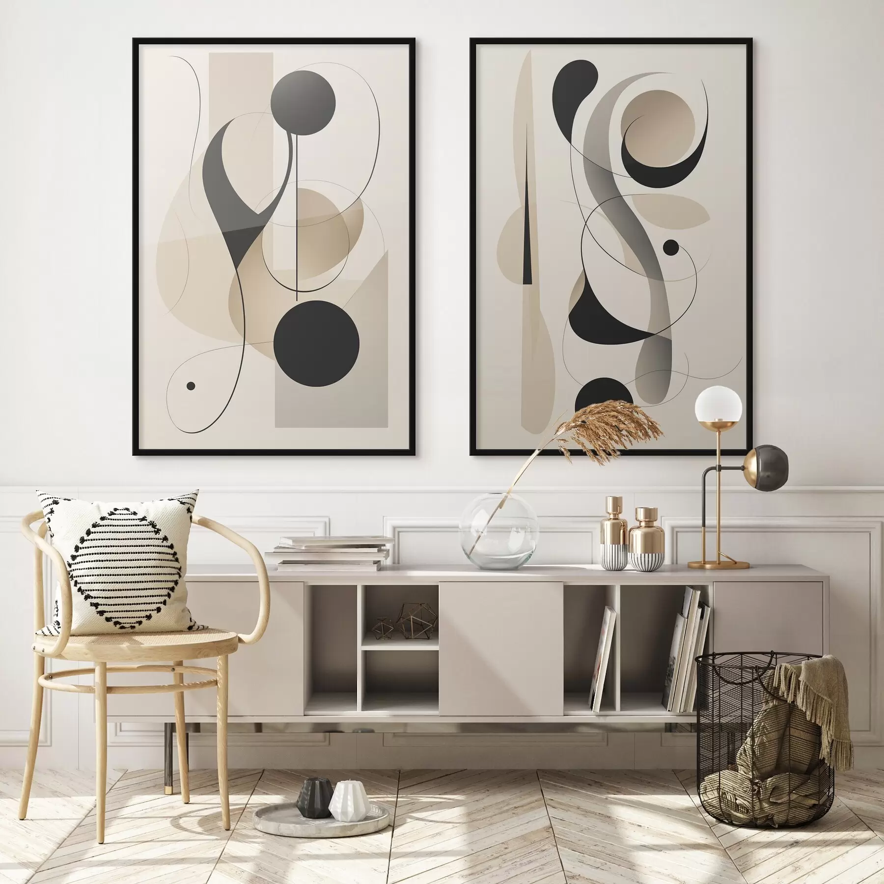 Fototapete Abstrakte Komposition mit Kurven und Formen d00538