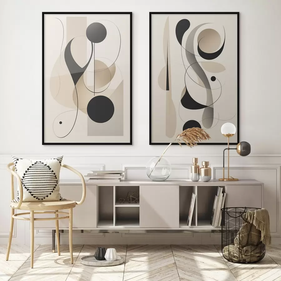 Fototapete Abstrakte Komposition mit Kurven und Formen d00538