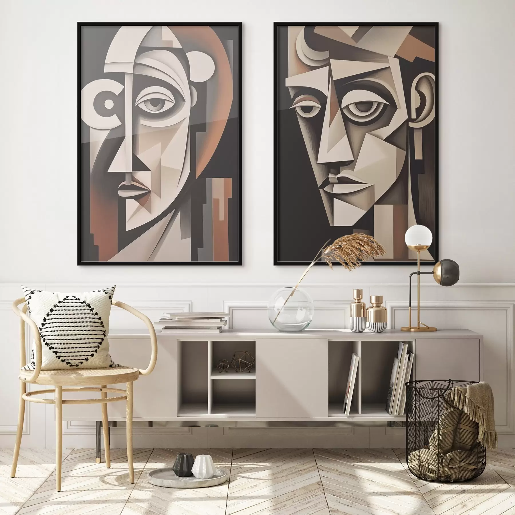 Fototapete Abstrakte Porträts im kubistischen Stil d00550