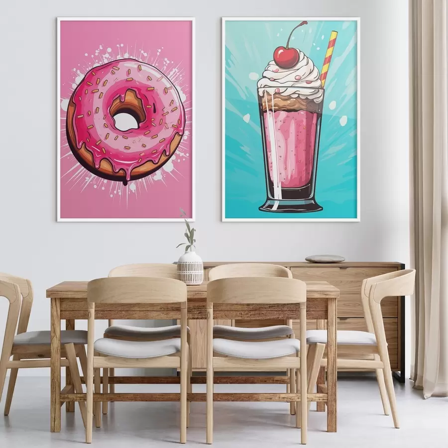 Fototapete Donut und Milchshake d00553