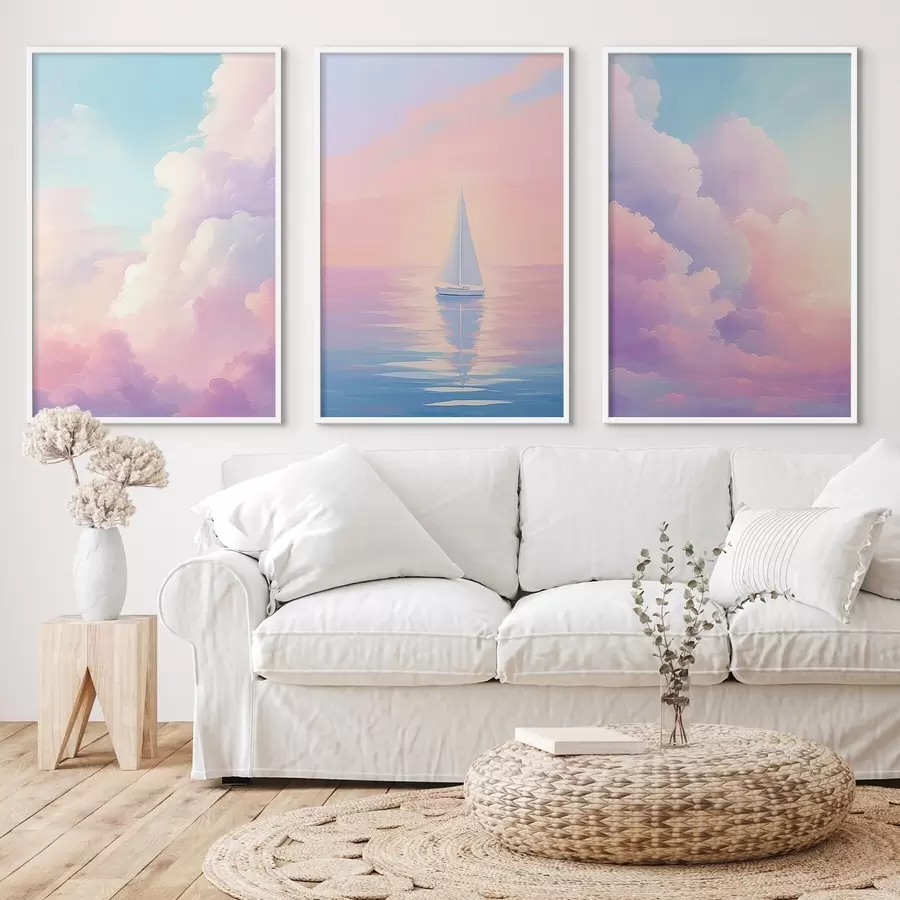 Fototapete Segelboot auf See vor einem Wolkenhintergrund d00619