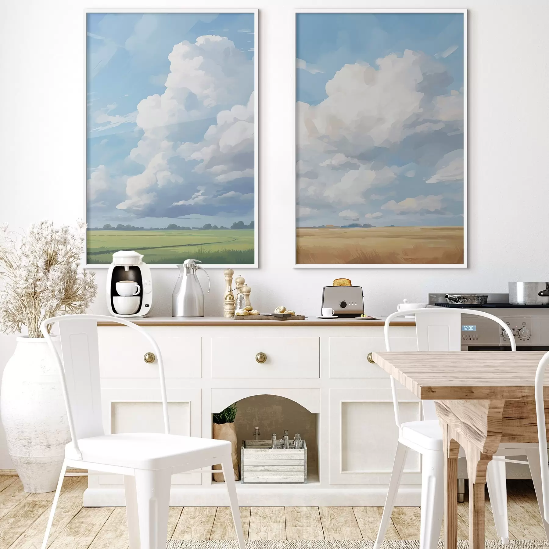 Fototapete Feld gegen den Himmel mit riesigen Wolken d00624