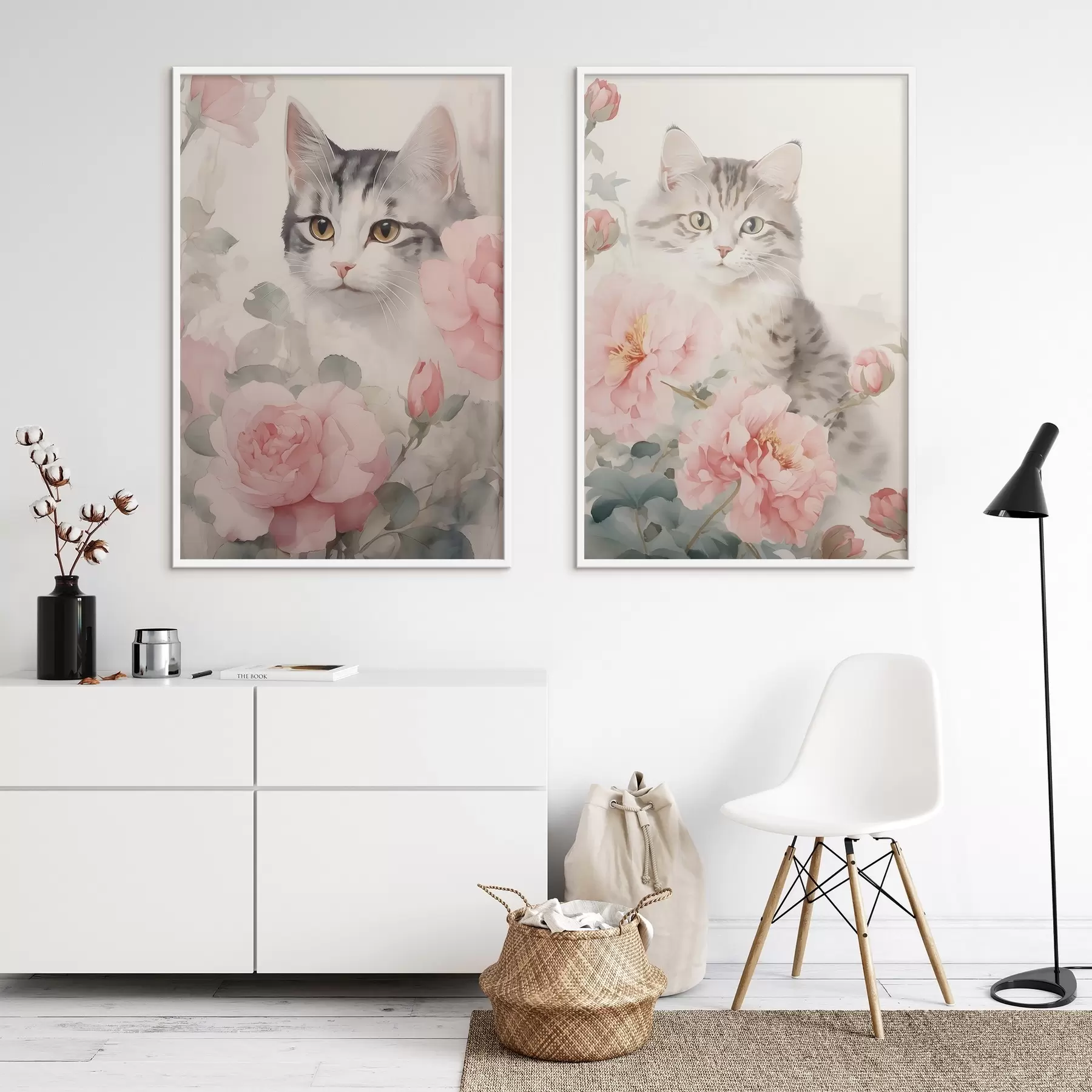 Fototapete Katze zwischen Blumen d00676
