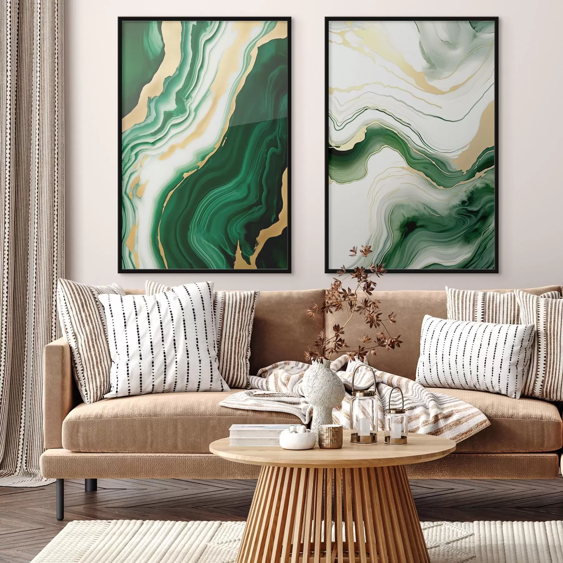 Fototapete Grüne und weiße Marmortexturen mit orange-gelben Adern d00688