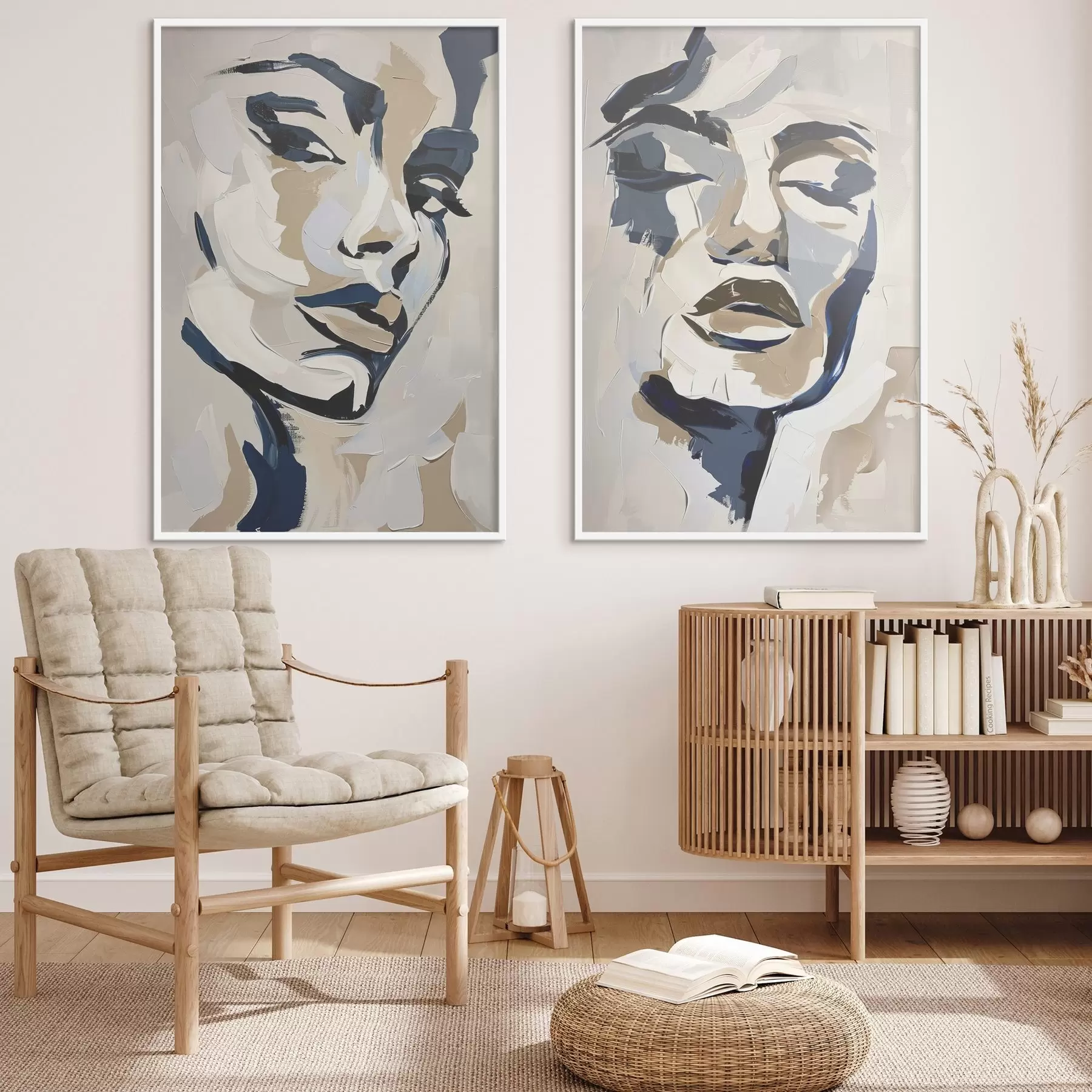 Fototapete Abstrakte Gesichter von Frauen mit imitierten Pinselstrichen d00713