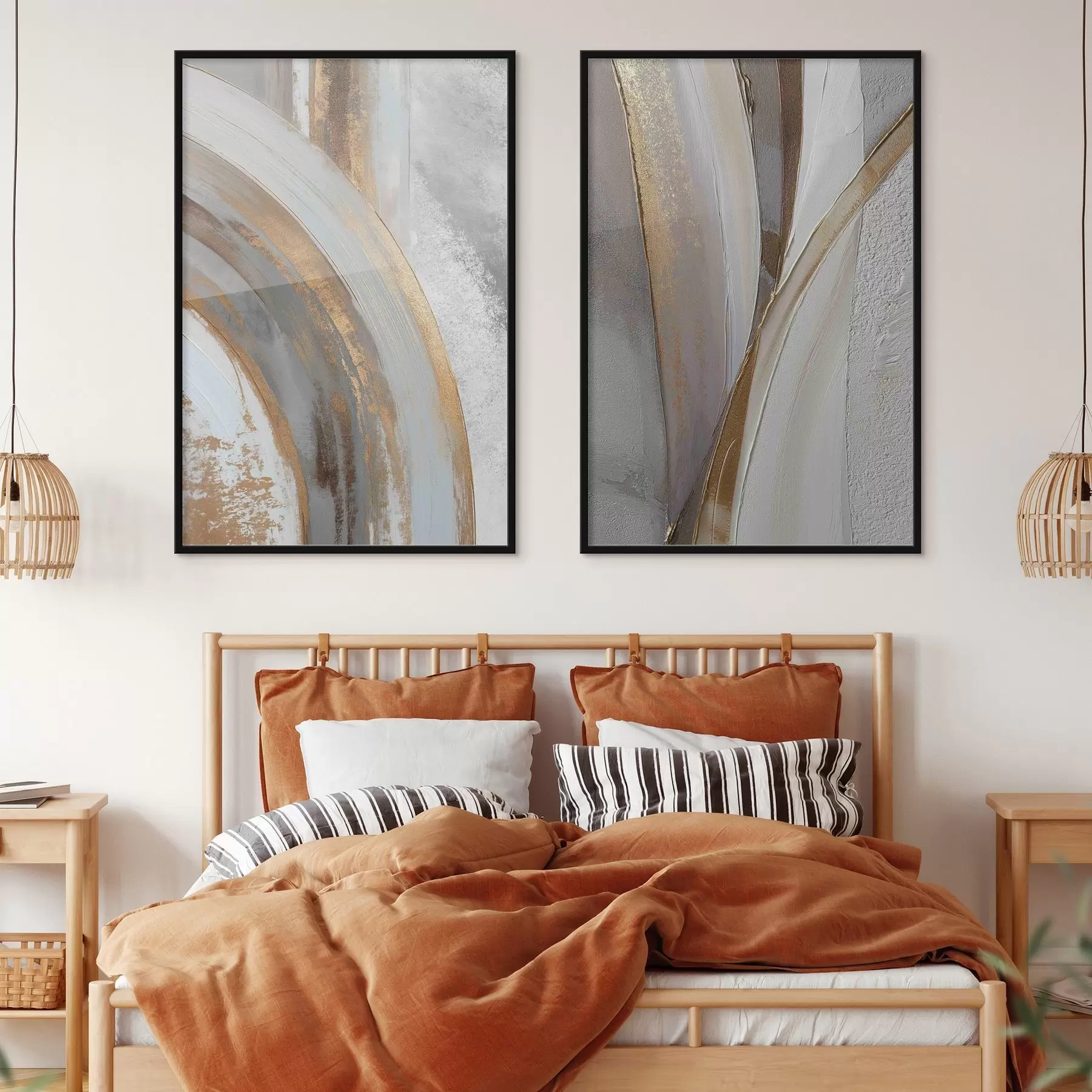 Fototapete Abstrakte graue und gelbe Bögen in modernem Stil d00749