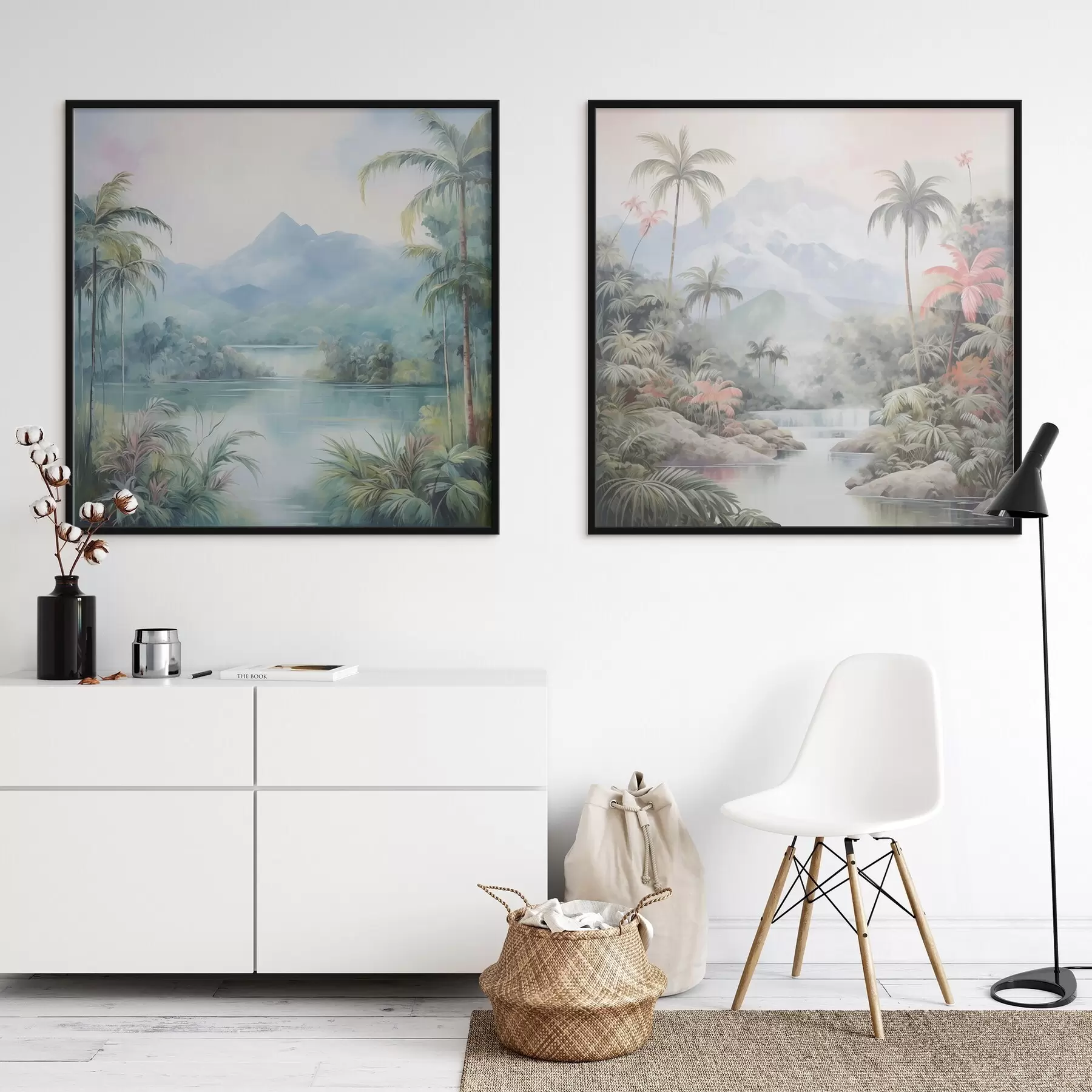 Fototapete Fluss im Dschungel vor dem Berg d00751