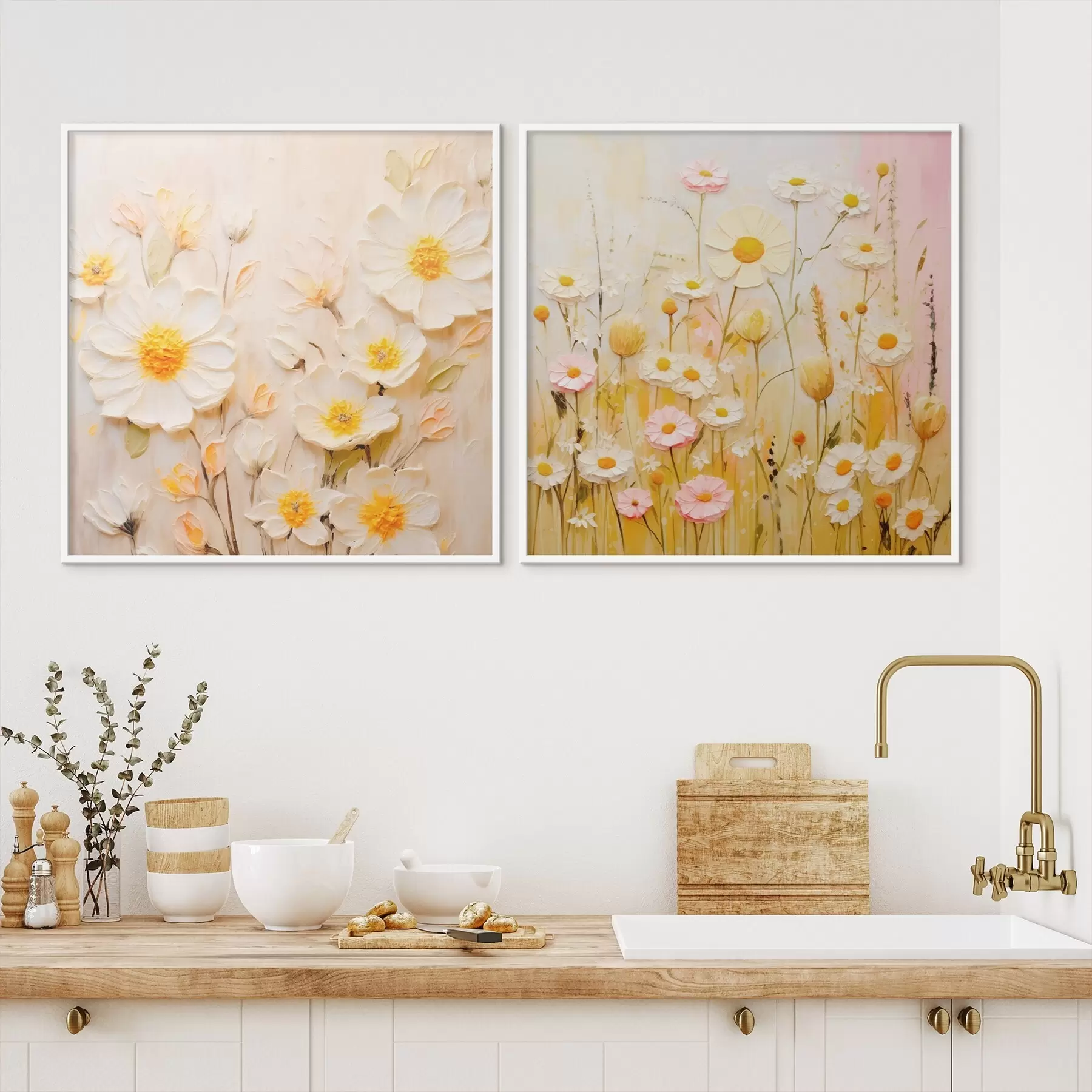 Fototapete Blumenwiese im Ölgemälde-Stil d00711