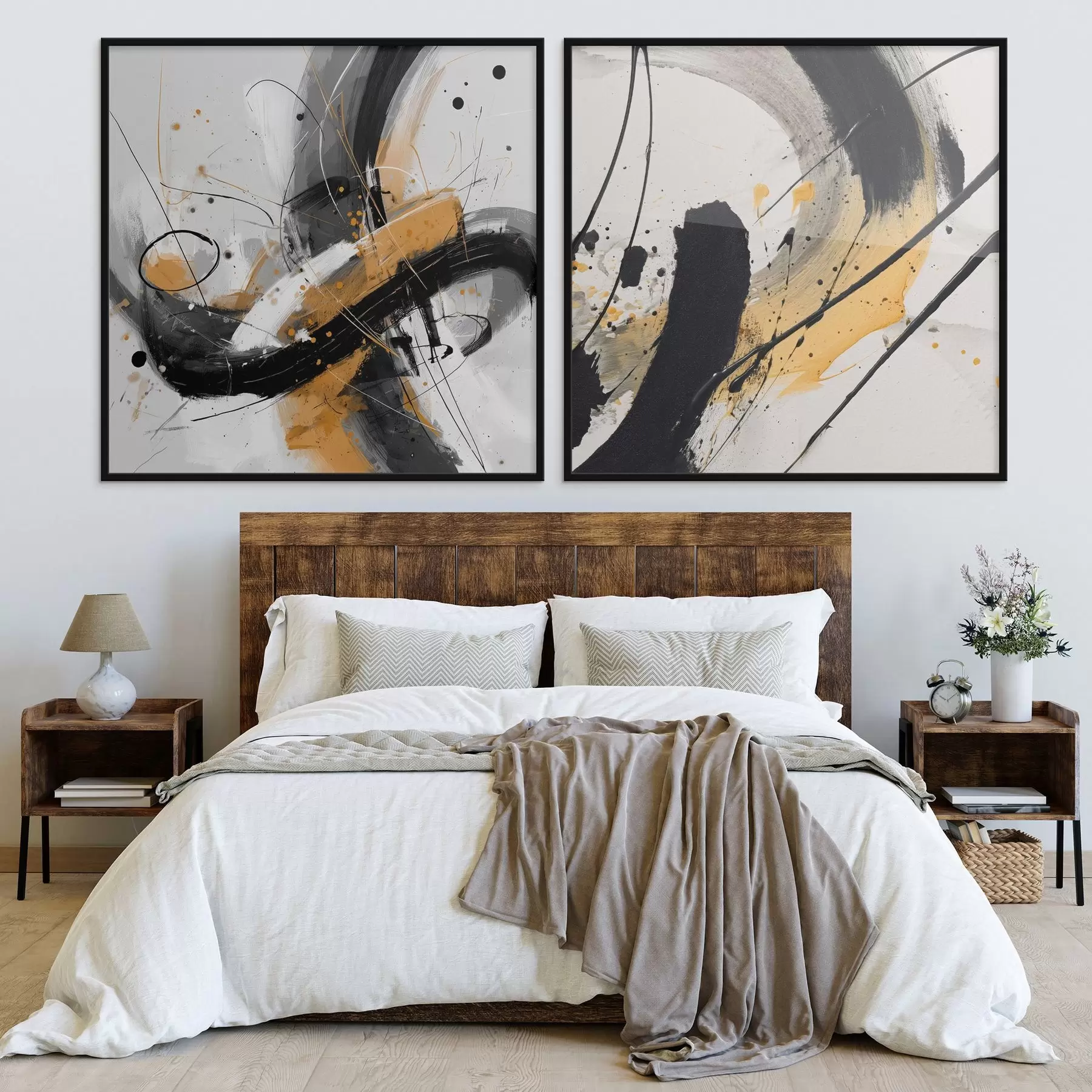 Fototapete Ausdruck in Gelb- und Schwarztönen d00739